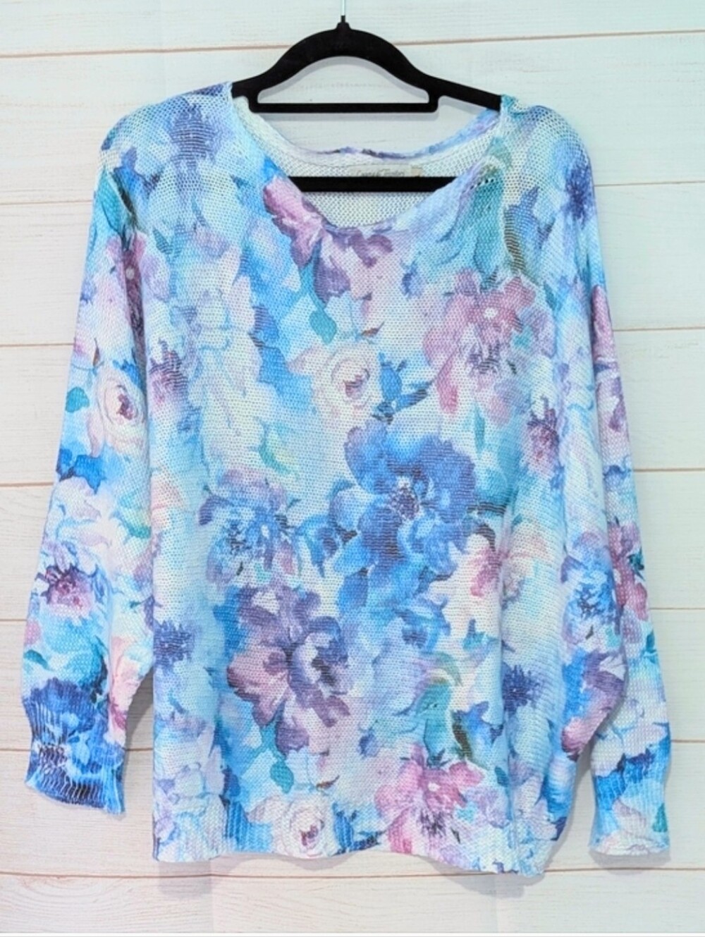 🆕 Loggia De Tessitori  Floral Blue 💙 & Purple 💜 Lightweight Knit Size Large